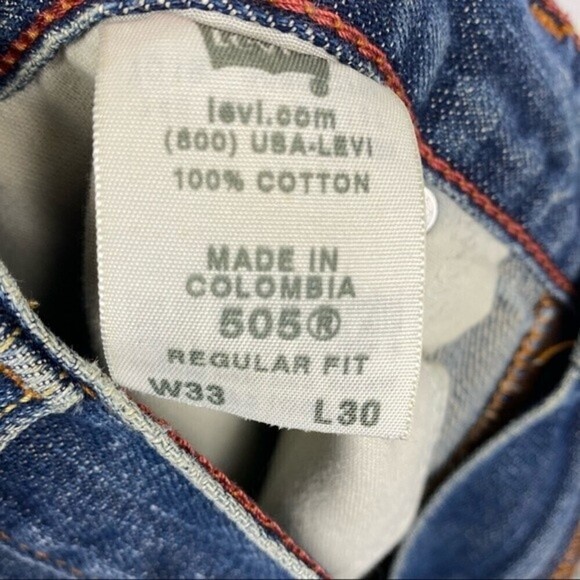Levis 505 Jeans Mens Size 33x30 Regular Fit Denim Pants Pockets Straight Leg - Picture 10 of 12